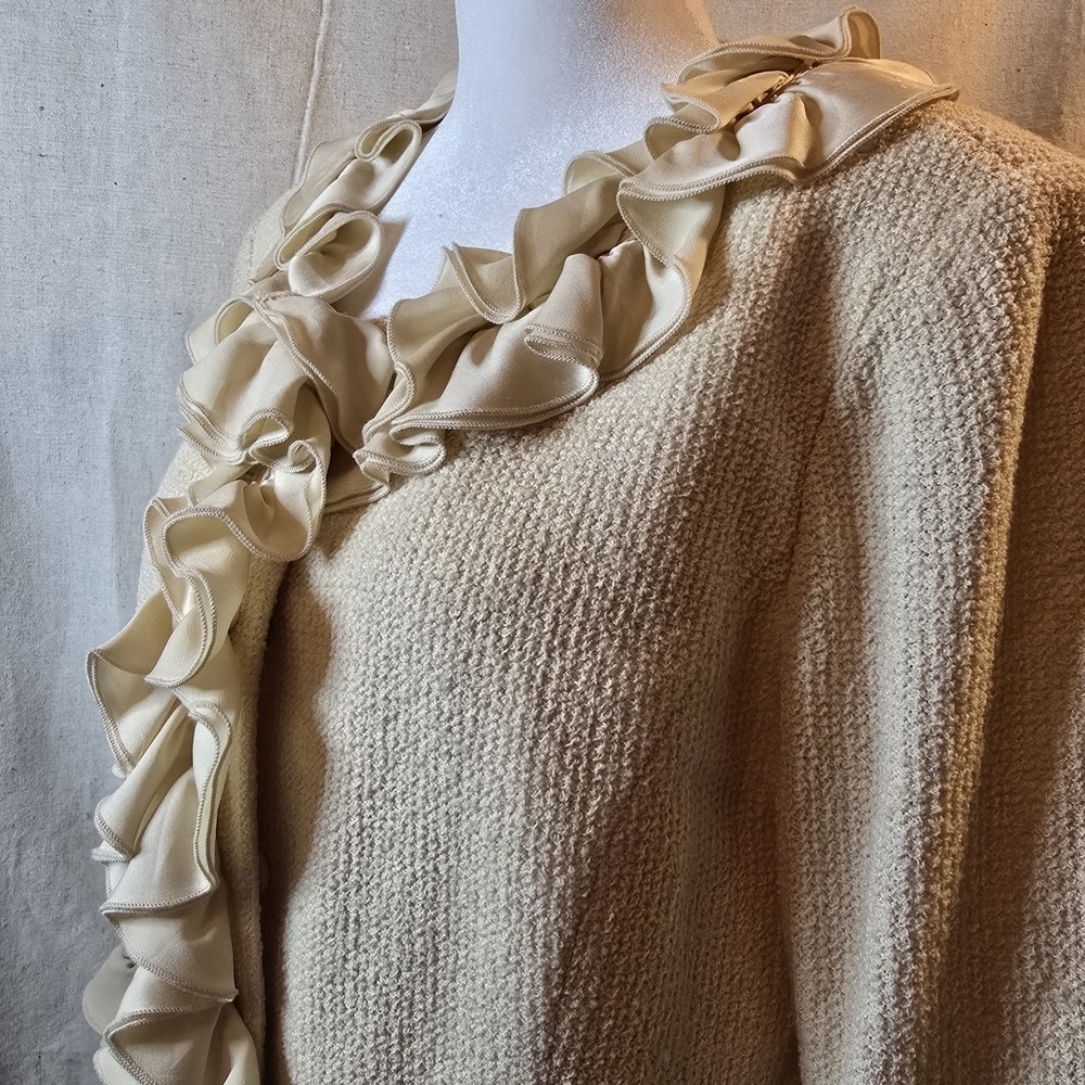 St. John Collection Cream Ruffle Blazer - Picture 6 of 10